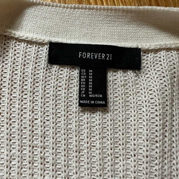 FOREVER21 white lace up pullover long sleeve sweater US M - Picture 2 of 4